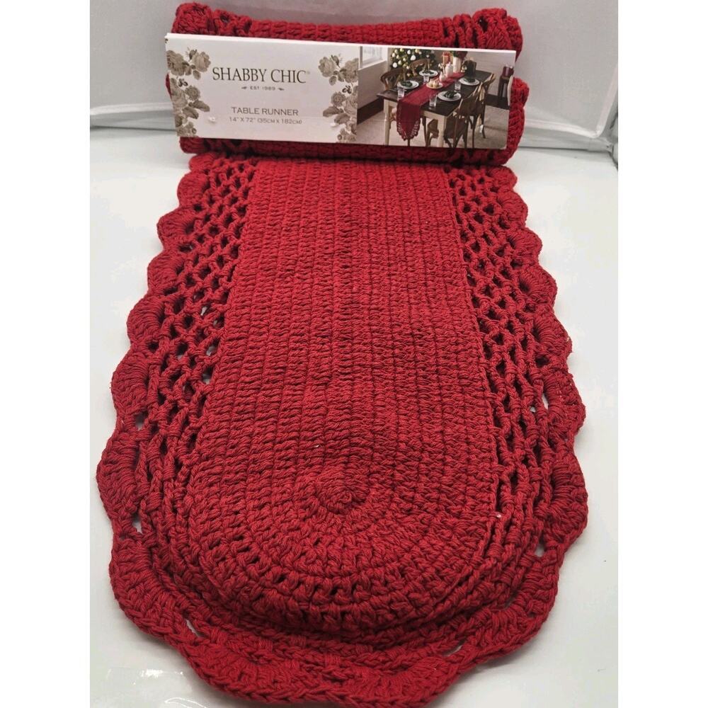 New 100% Cotton Crochet Shabby Chic Table Runner 14x72 Inch Cottage Farmhouse